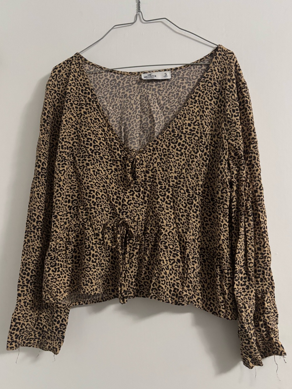 Leopard Print V-Neck Button Front Blouse - Brown